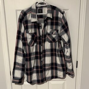 Pink and Navy Plaid Button-Up Shirt